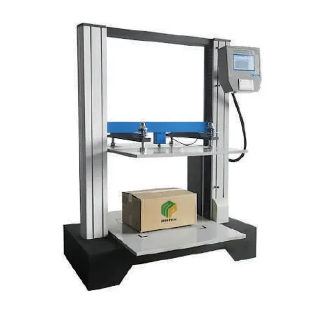 QC lab testing box compression strength of corrugated cartons at Minh Phúc
