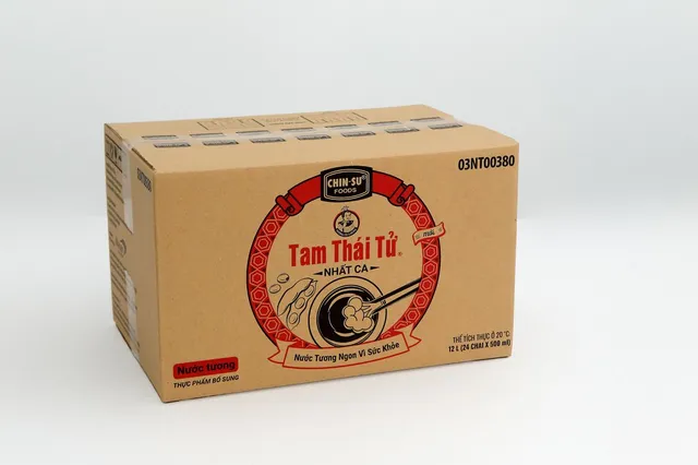Thùng carton 5 lớp đựng nước tương Chin-su (Tam Thái Tử) do Minh Phúc sản xuất